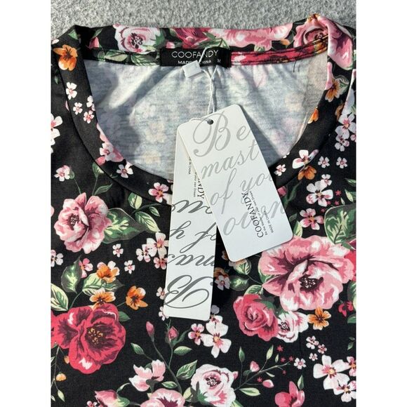 Coofandy Floral Blouse Ladies Casual Short Sleeve Loose Top Medium New with Tags - Picture 6 of 9